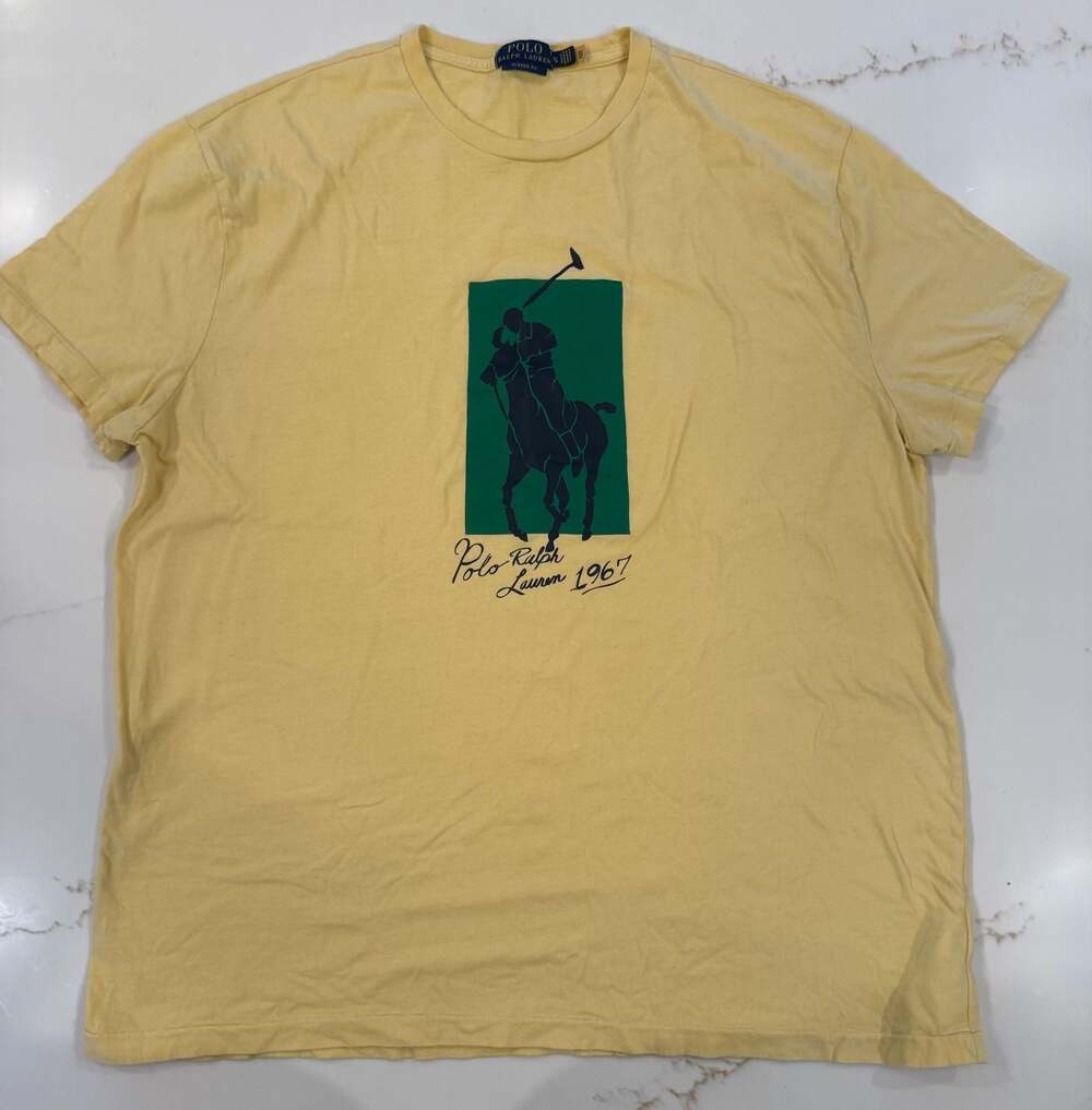 Polo Ralph Lauren Classic Fit Yellow Short Sleeve Graphic T-Shirt with 1967 Logo